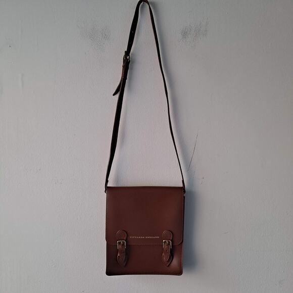 Pittards England College Satchel North South Crossbody Bag in Tan Brown Leather - Picture 6 of 16